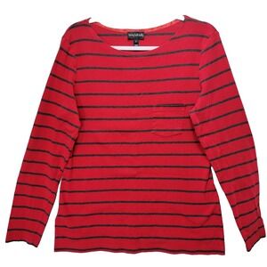 Long Tall Sally Shirt Top Womens L Red Striped Casual Pocket America Patriotic